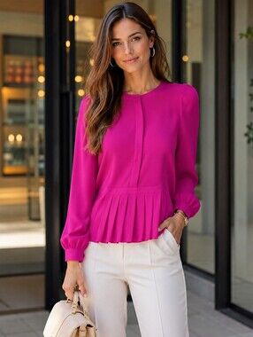 100% silk blouse in fuchsia color